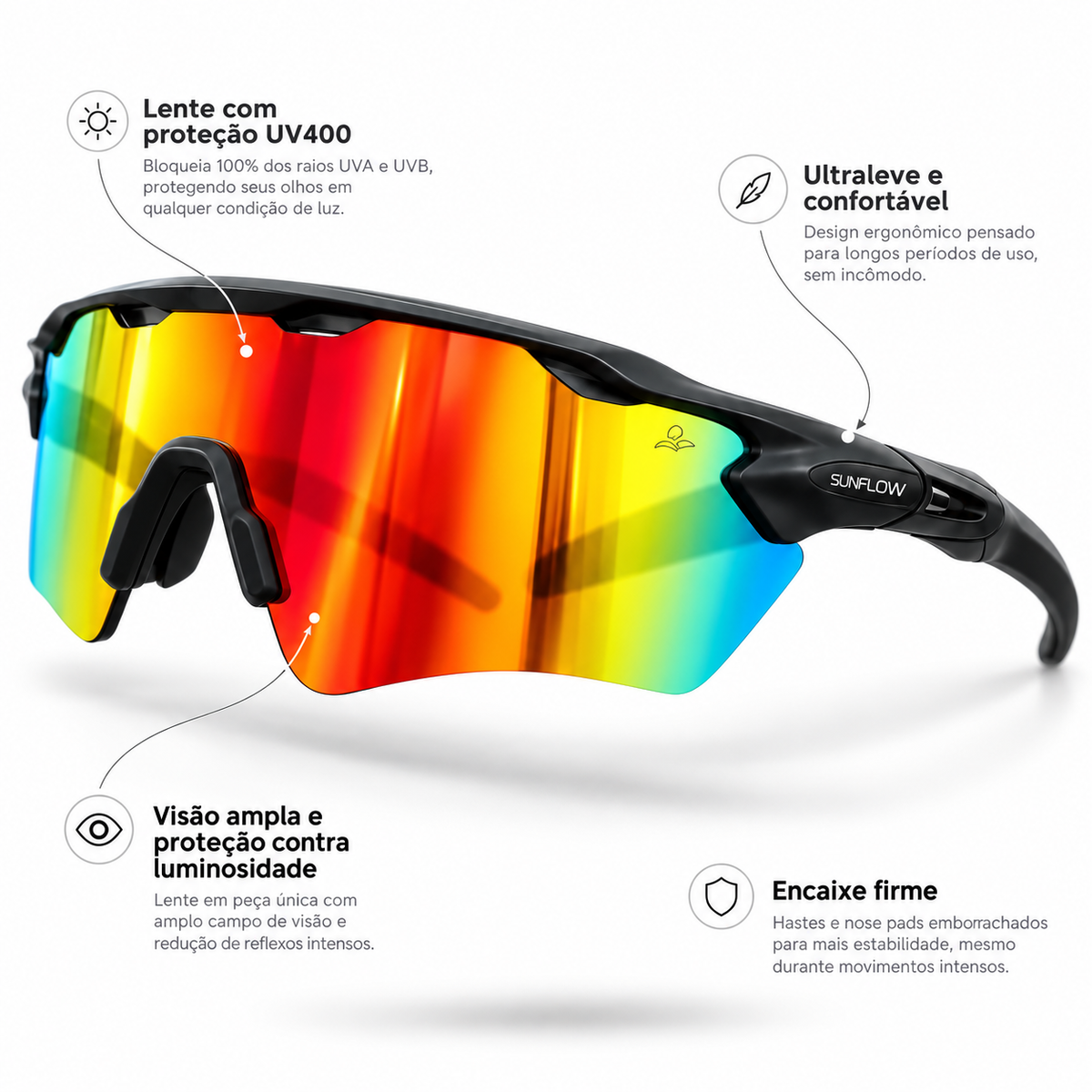 Óculos Esportivo SunFlow FireWave Proteção UV400